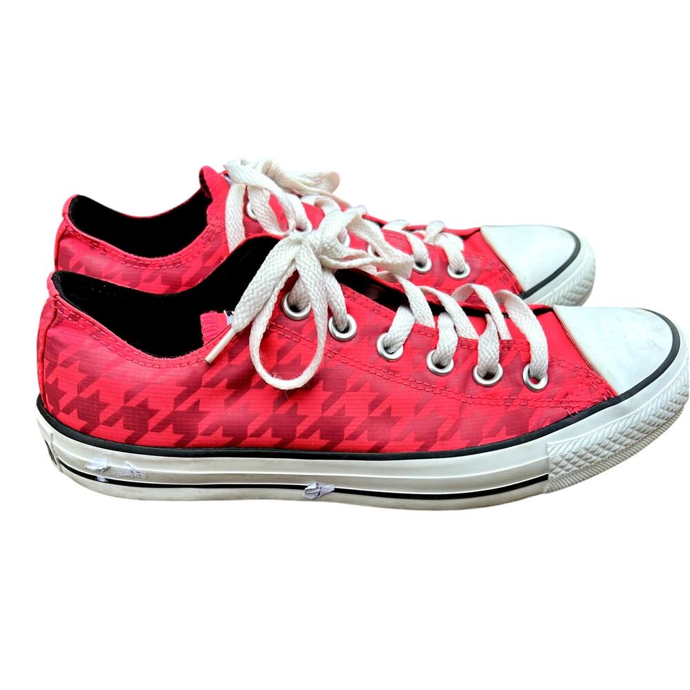 Converse All Star Chuck Taylor houndstooth vibrant pink & black sneakers size 8